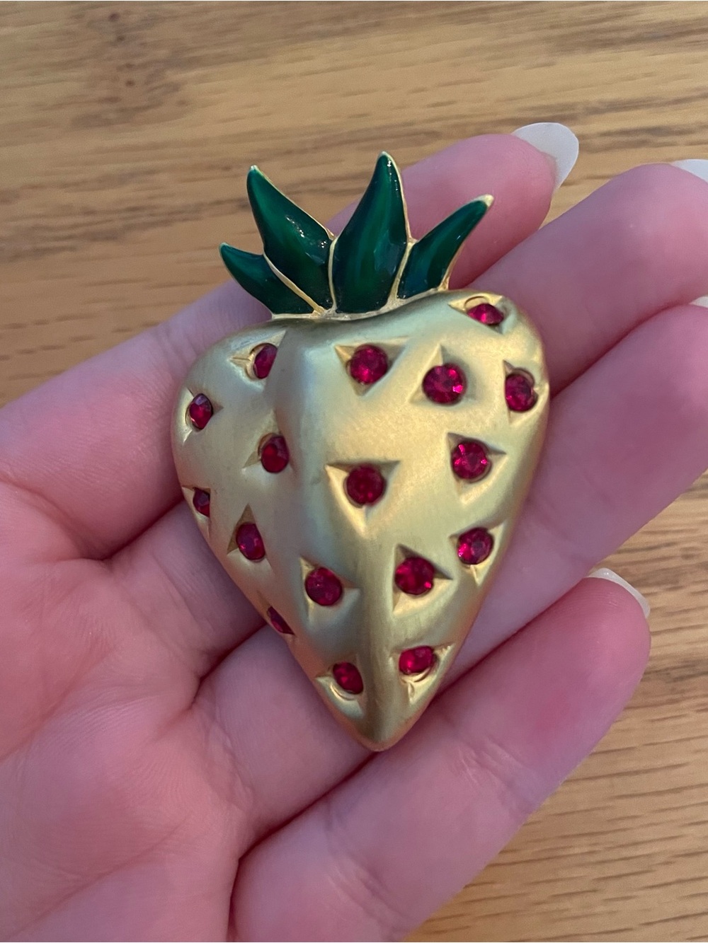 Vintage Givenchy Stamped Gold Tone Strawberry Brooch - Picture 2 of 4